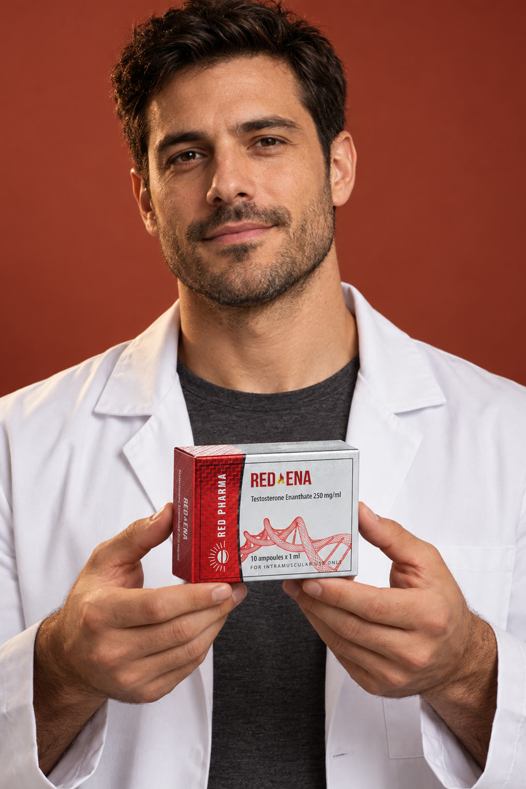 Researcher with vial
